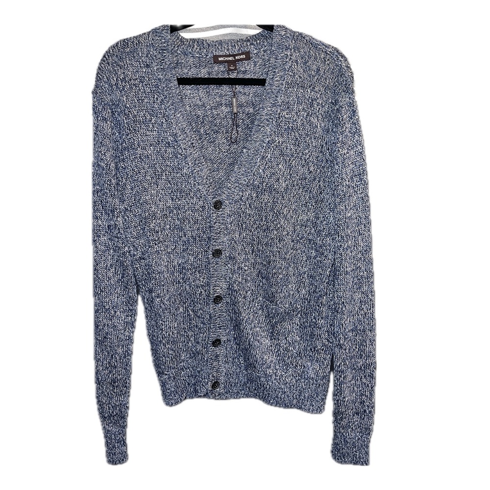 Michael Kors Men's Heathered Blue Cardigan New Without Tags